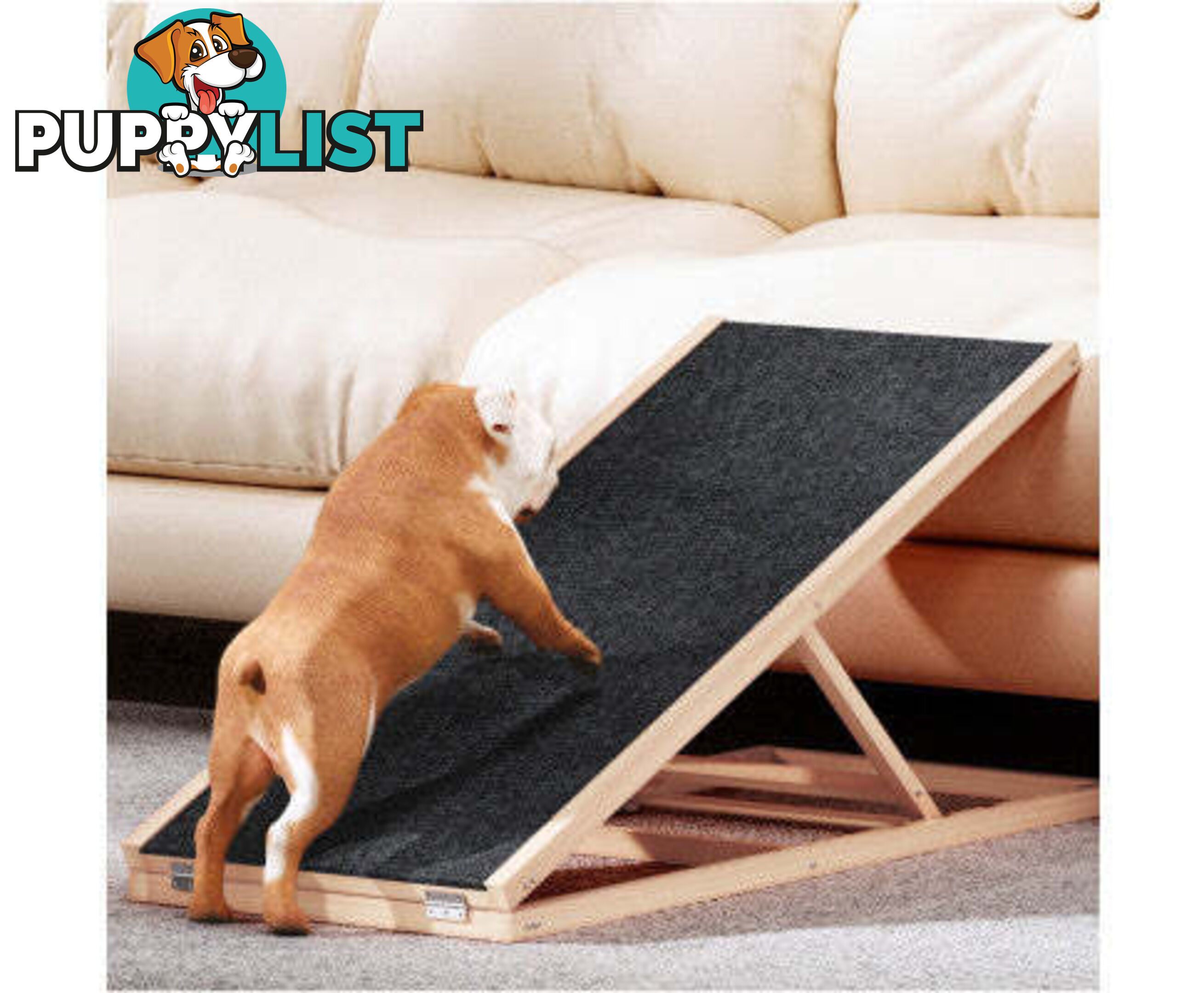 i.Pet Dog Ramp Adjustable Height for Bed, Sofa or Car Foldable - FDR-D-WOOD100-GR