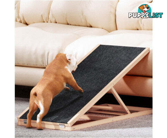i.Pet Dog Ramp Adjustable Height for Bed, Sofa or Car Foldable - FDR-D-WOOD100-GR