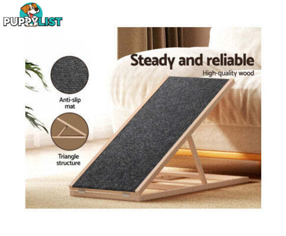i.Pet Dog Ramp Adjustable Height for Bed, Sofa or Car Foldable - FDR-D-WOOD100-GR