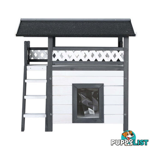 i.Pet Cat House Outdoor Shelter 77cm x 50cm x 73cm Rabbit Hutch Wooden Condo Small Dog Enclosure - PET-CH-770-GR