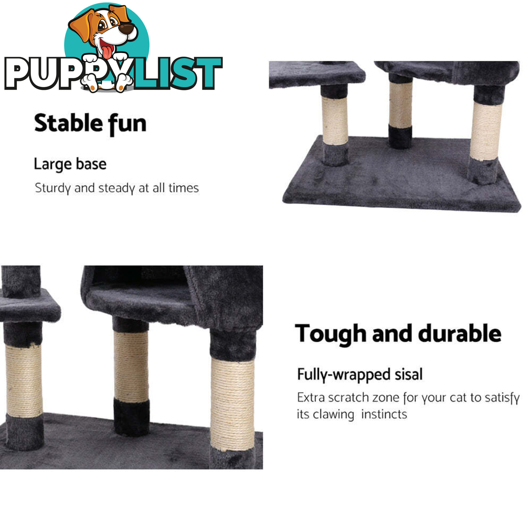 i.Pet Cat Tree 120cm Tower Scratching Post Scratcher Wood Condo House Bed Toys - PET-CAT-402-GR