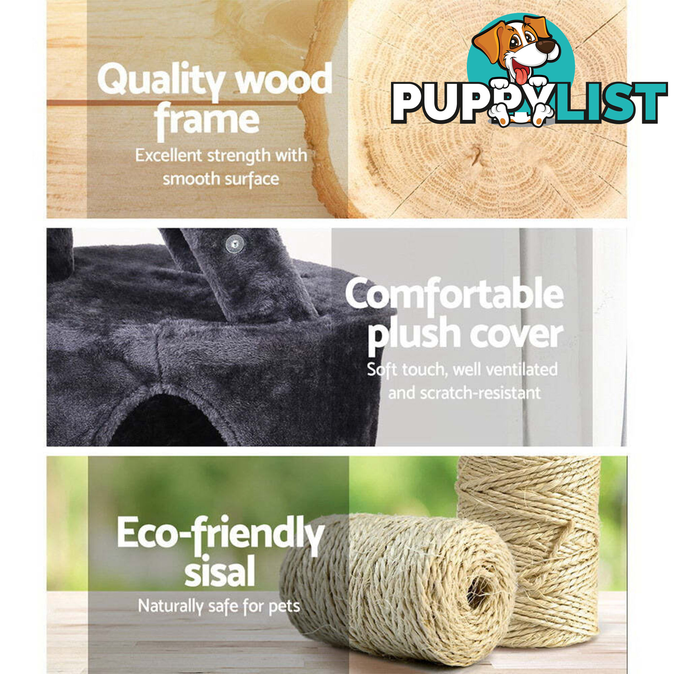 i.Pet Cat Tree 120cm Tower Scratching Post Scratcher Wood Condo House Bed Toys - PET-CAT-402-GR