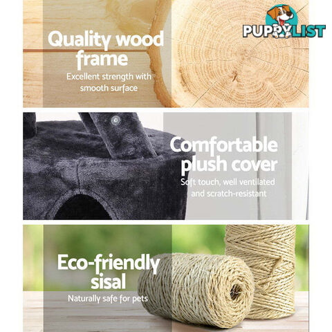 i.Pet Cat Tree 120cm Tower Scratching Post Scratcher Wood Condo House Bed Toys - PET-CAT-402-GR