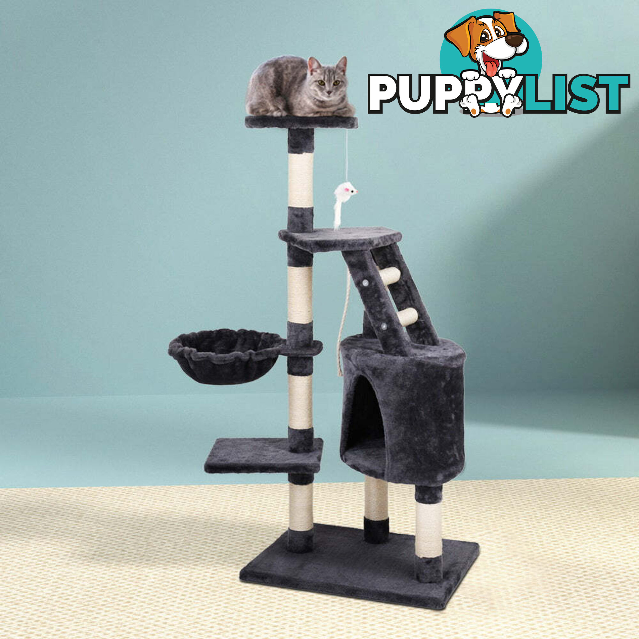 i.Pet Cat Tree 120cm Tower Scratching Post Scratcher Wood Condo House Bed Toys - PET-CAT-402-GR