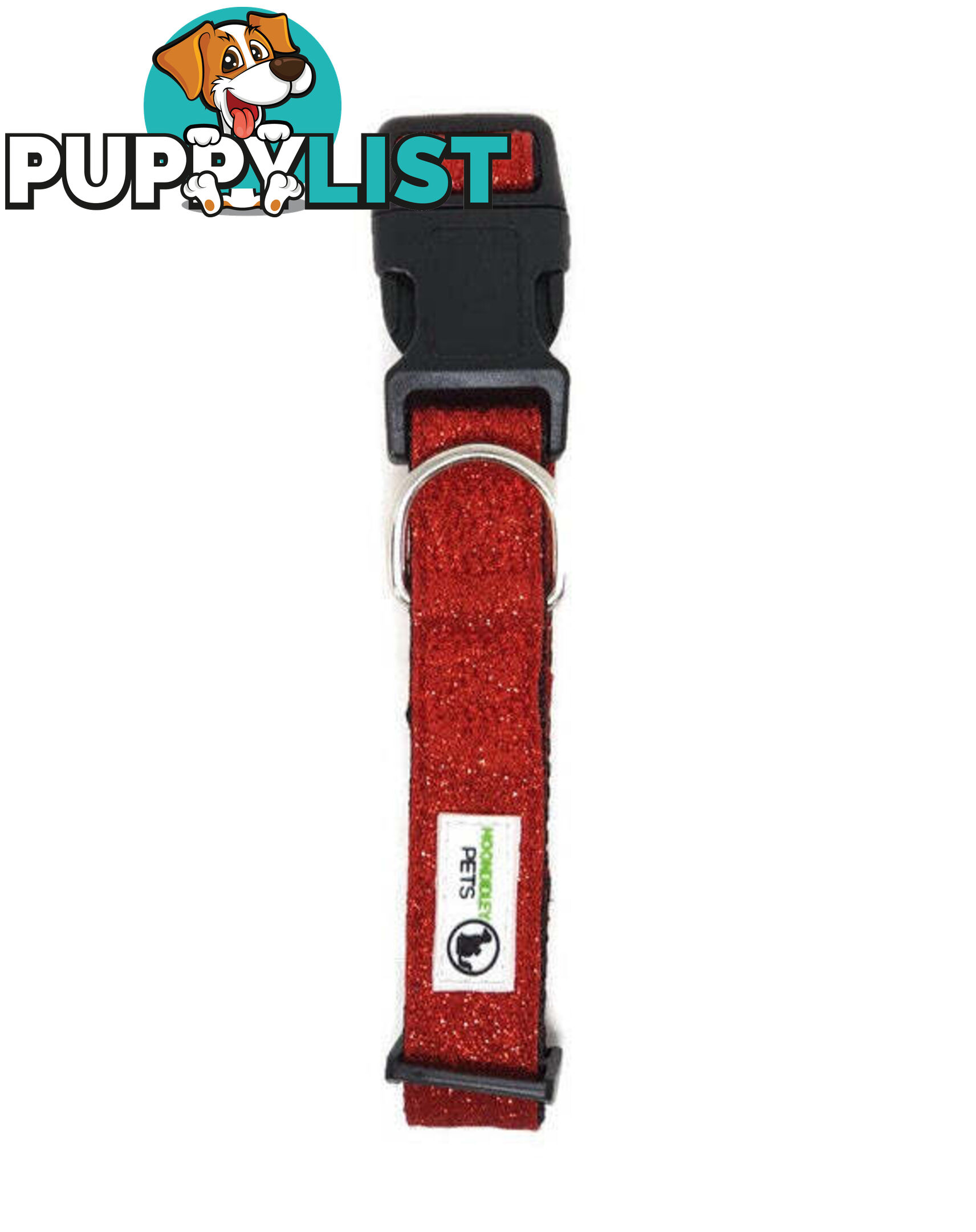 Bling Glitter Overlay Nylon Collar - Breakaway Buckle - Moondidley Pets - MDPCOLBLIXLRED