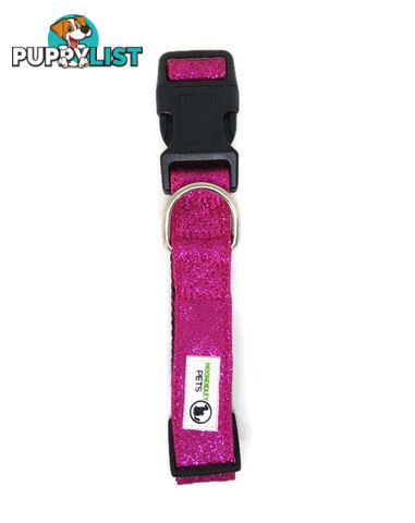 Bling Glitter Overlay Nylon Collar - Breakaway Buckle - Moondidley Pets - MDPCOLBLIXLRED