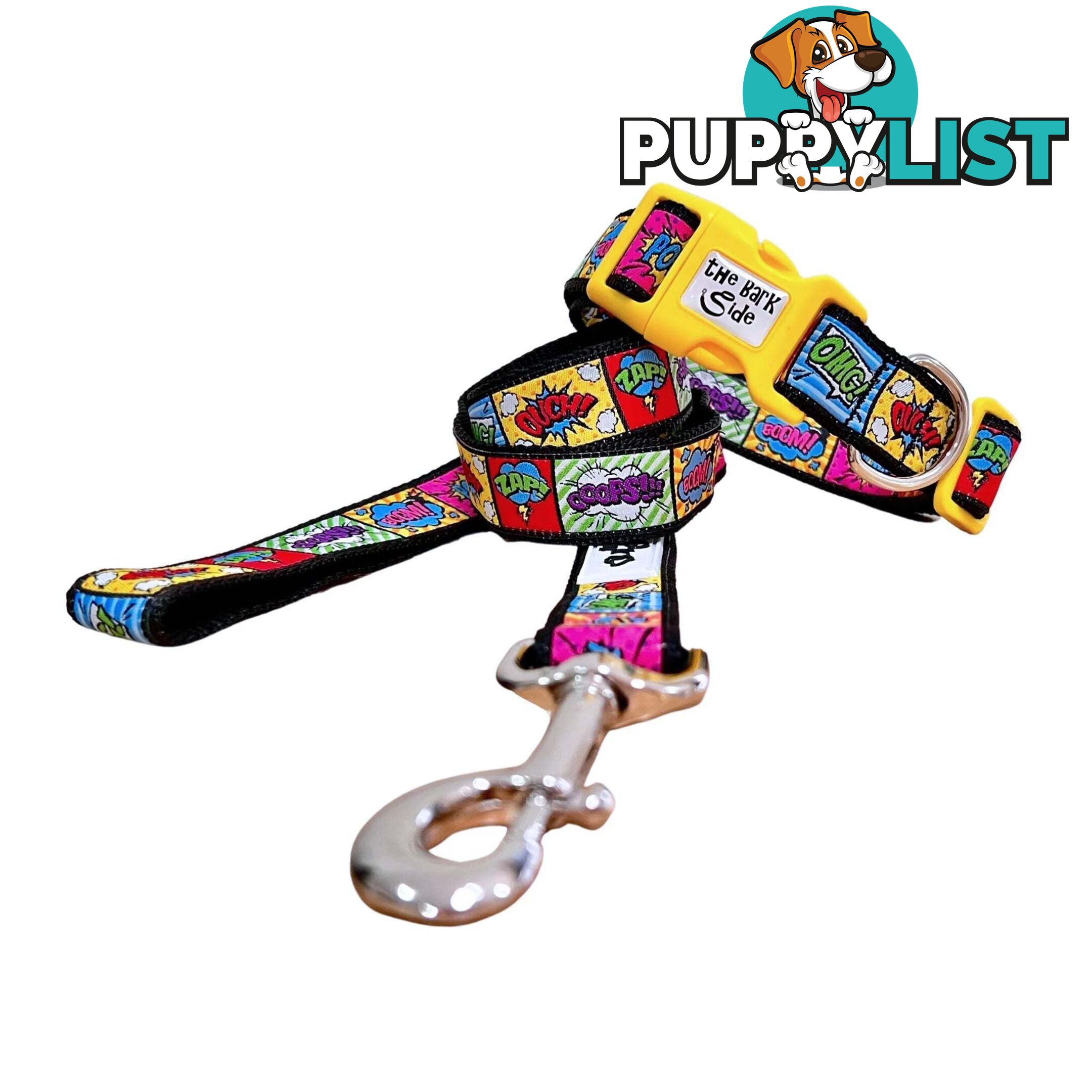 Comic Mania Dog Collar / XS - L - Hand Made by The Bark Side - TBSCOMLGEPUR