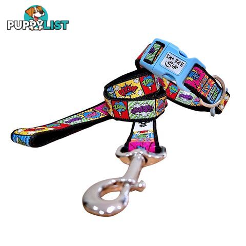 Comic Mania Dog Collar / XS - L - Hand Made by The Bark Side - TBSCOMLGEPUR