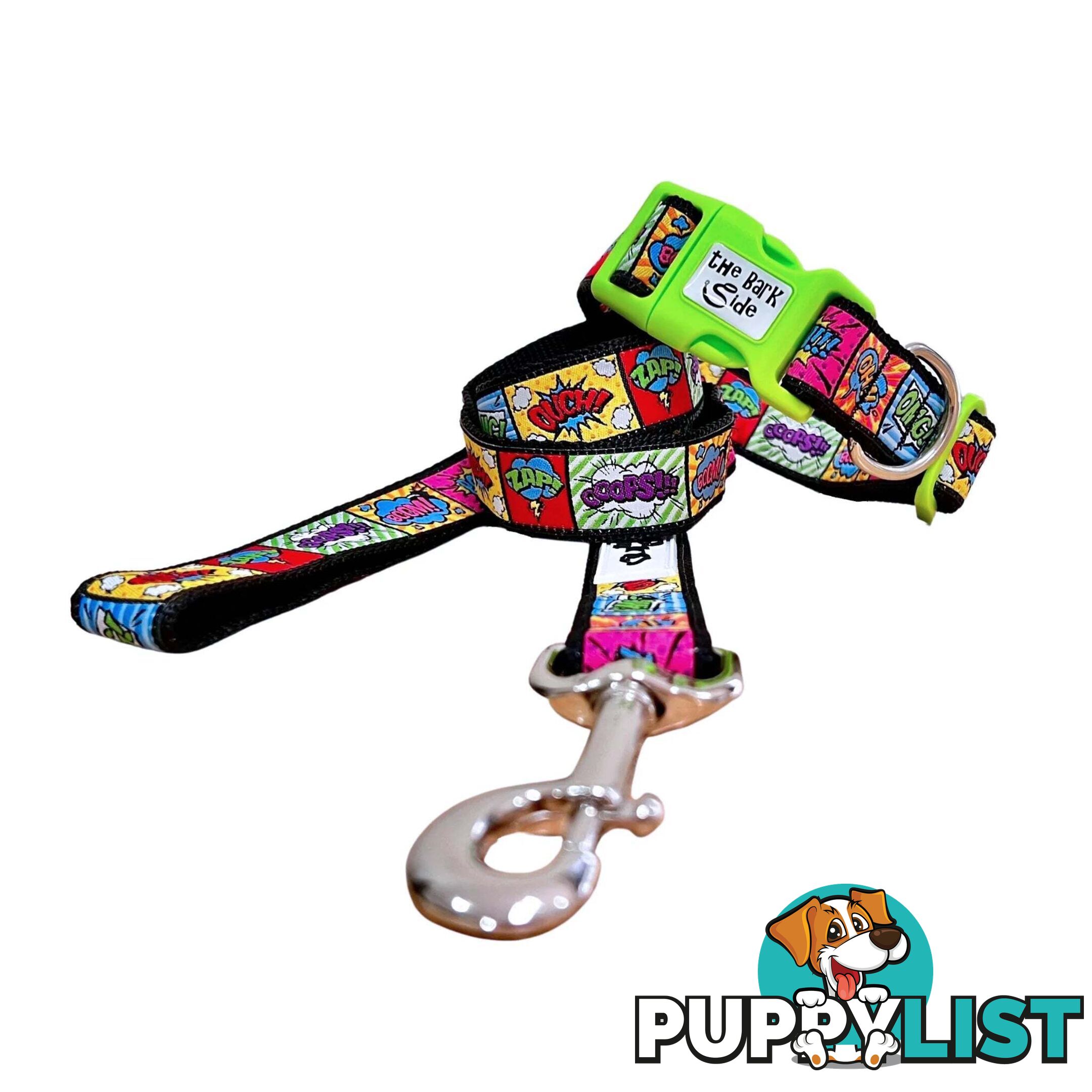 Comic Mania Dog Collar / XS - L - Hand Made by The Bark Side - TBSCOMLGEPUR