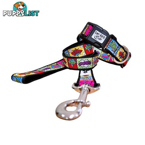 Comic Mania Dog Collar / XS - L - Hand Made by The Bark Side - TBSCOMLGEPUR