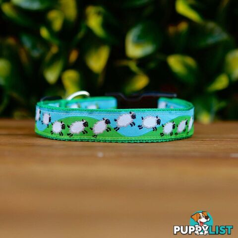Counting Sheep Dog Collar / XS - L - Hand Made by The Bark Side - TBSCOULGE