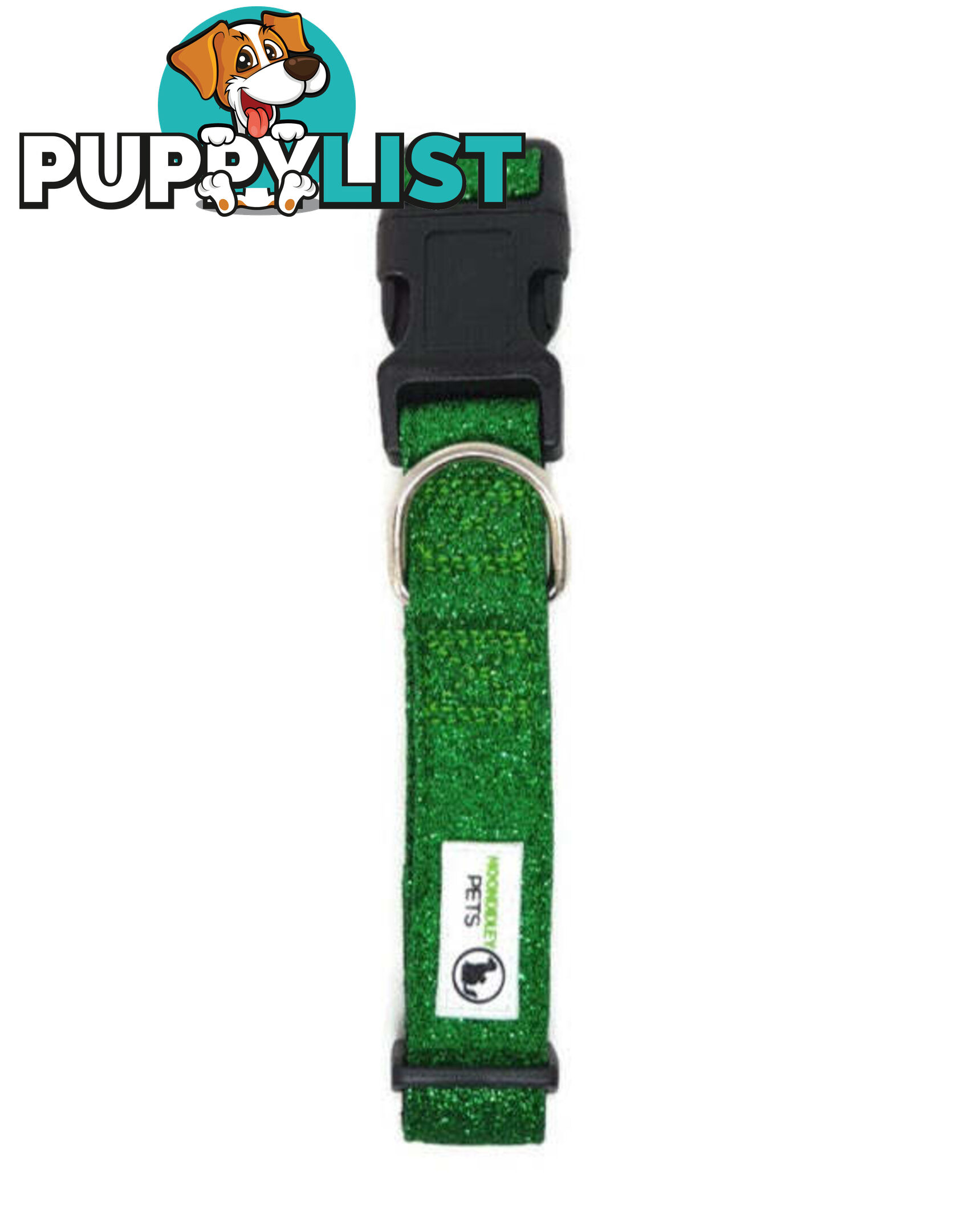 Bling Glitter Overlay Nylon Collar - Breakaway Buckle - Moondidley Pets - MDPCOLBLIXSGRN