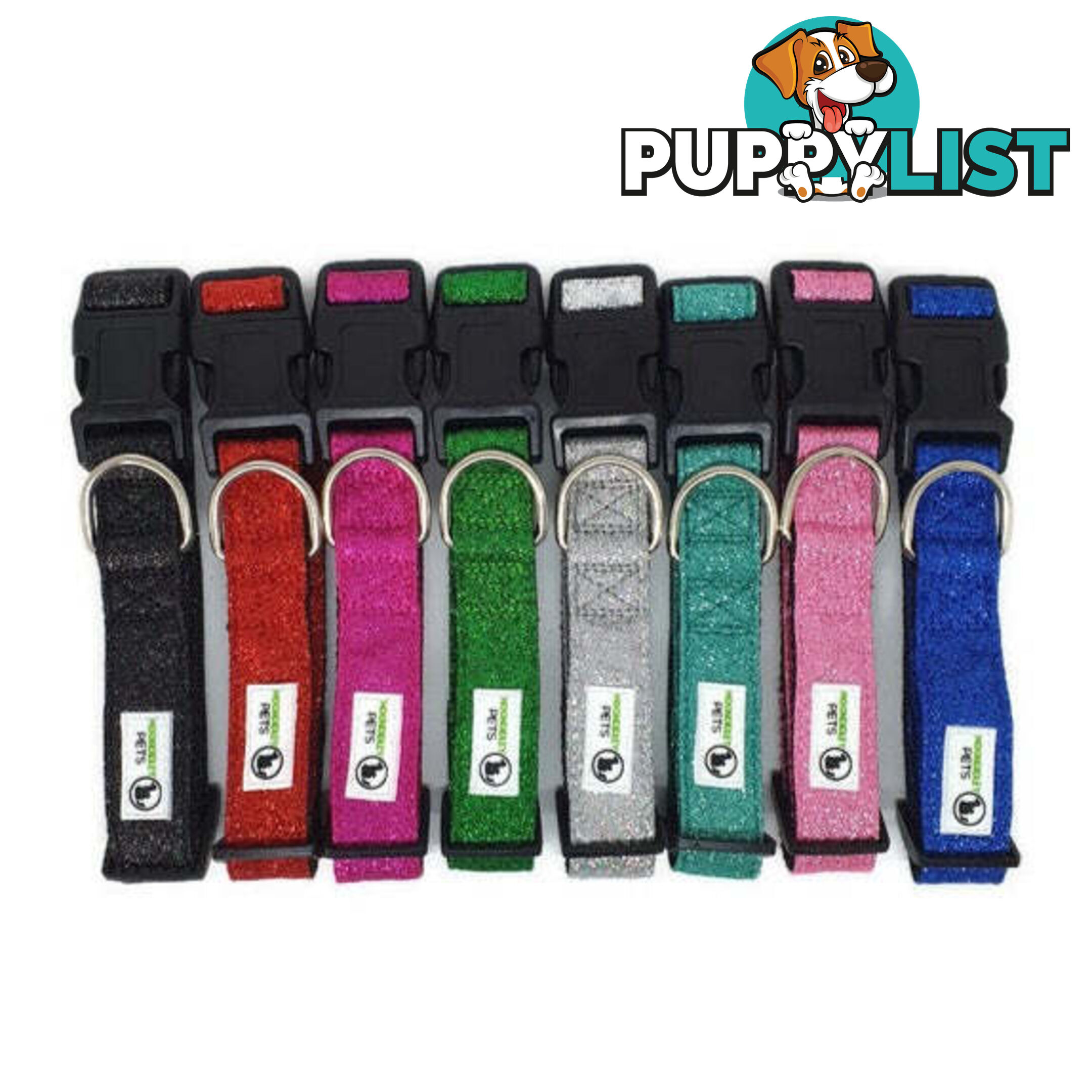 Bling Glitter Overlay Nylon Collar - Breakaway Buckle - Moondidley Pets - MDPCOLBLIXSGRN