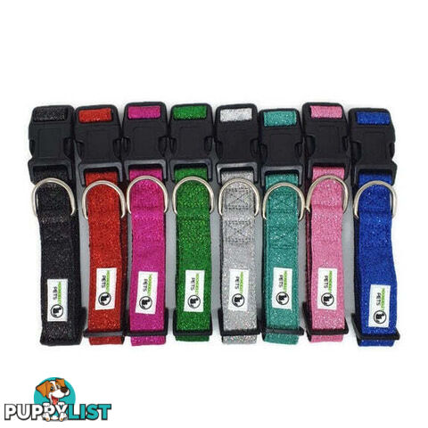 Bling Glitter Overlay Nylon Collar - Breakaway Buckle - Moondidley Pets - MDPCOLBLIXSGRN