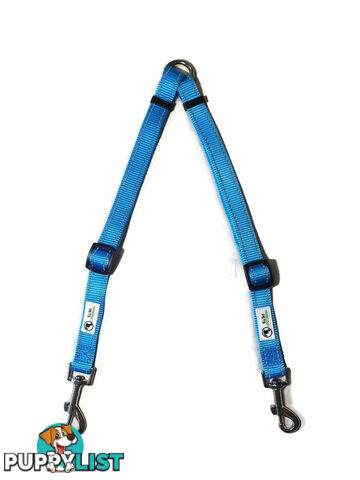 2 Dog Double Lead Coupler, Nylon w/Reflective Stitching - Moondidley Pets - MDPLDCOULGRN