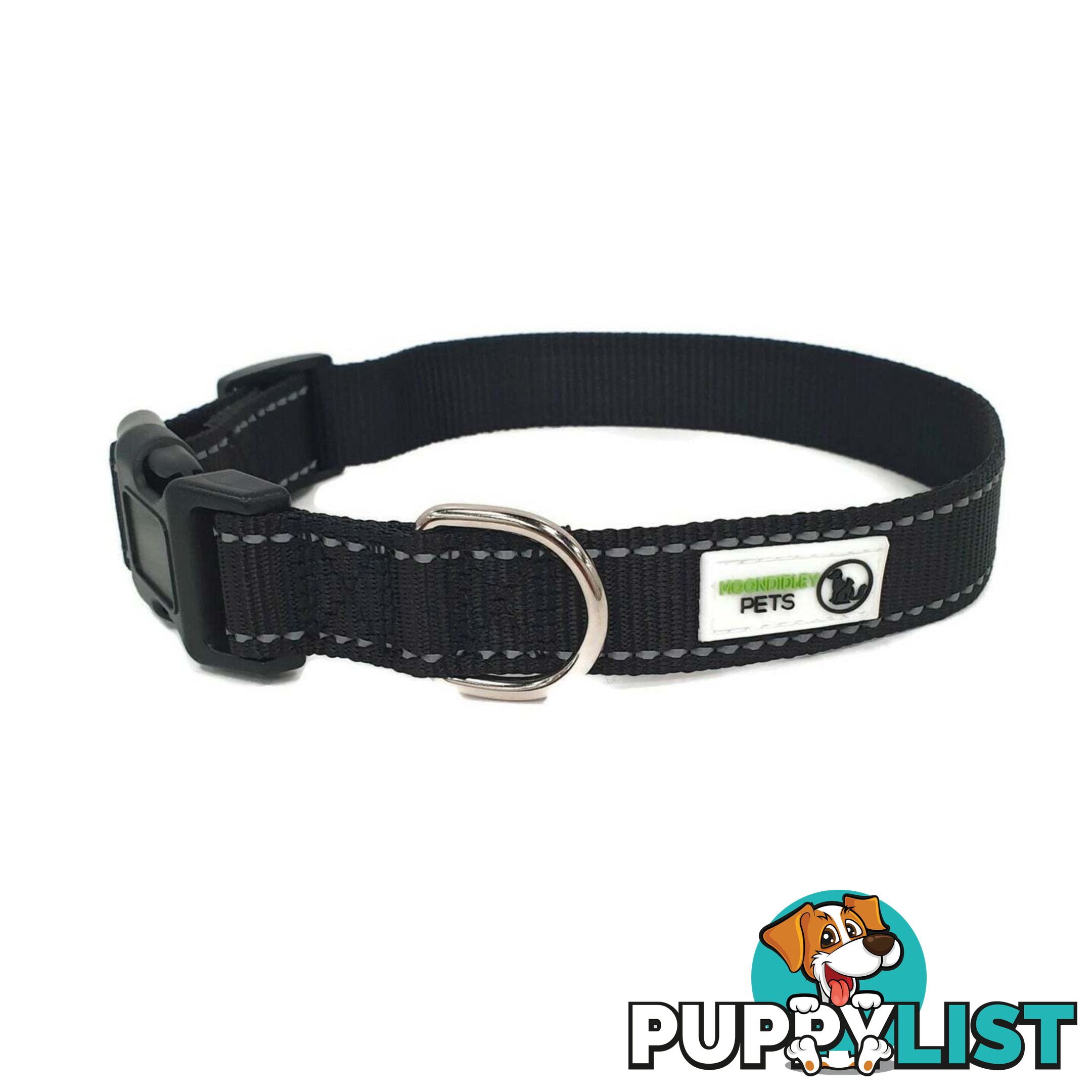 Nylon w/Reflective Stitching Dog Collar - Moondidley Pets - MDPCOLREFMPNK