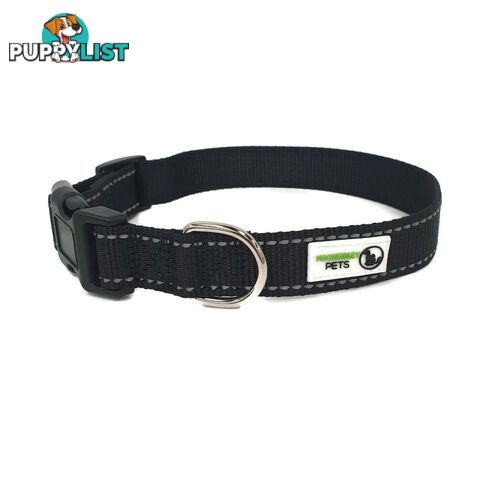 Nylon w/Reflective Stitching Dog Collar - Moondidley Pets - MDPCOLREFMPNK