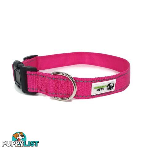 Nylon w/Reflective Stitching Dog Collar - Moondidley Pets - MDPCOLREFMPNK
