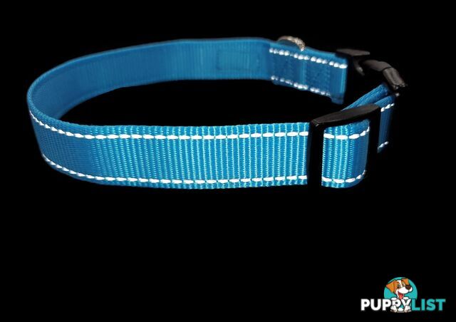 Nylon w/Reflective Stitching Dog Collar - Moondidley Pets - MDPCOLREFMPNK