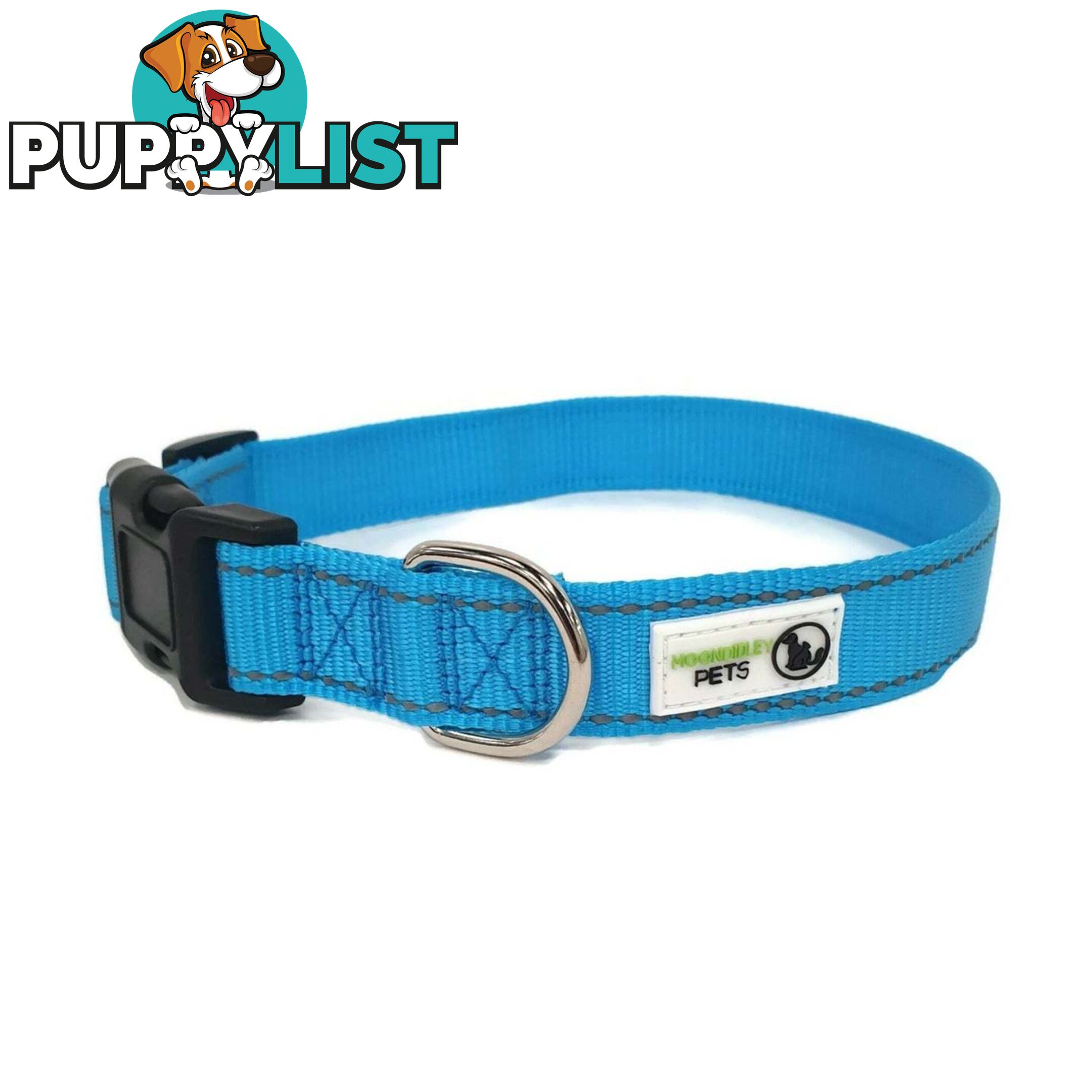 Nylon w/Reflective Stitching Dog Collar - Moondidley Pets - MDPCOLREFMPNK