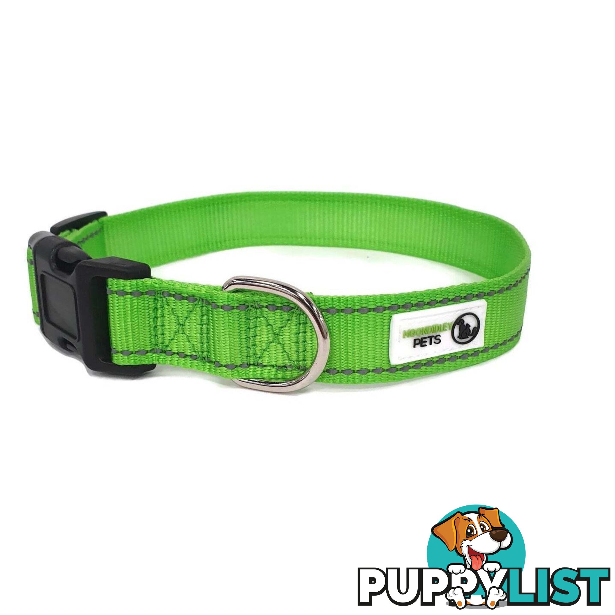 Nylon w/Reflective Stitching Dog Collar - Moondidley Pets - MDPCOLREFMPNK