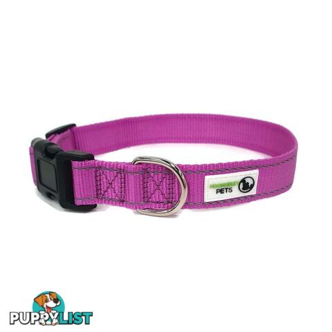 Nylon w/Reflective Stitching Dog Collar - Moondidley Pets - MDPCOLREFMPNK