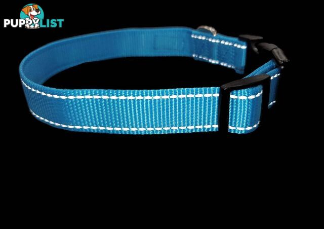 Nylon w/Reflective Stitching Dog Collar - Moondidley Pets - MDPCOLREFMPNK