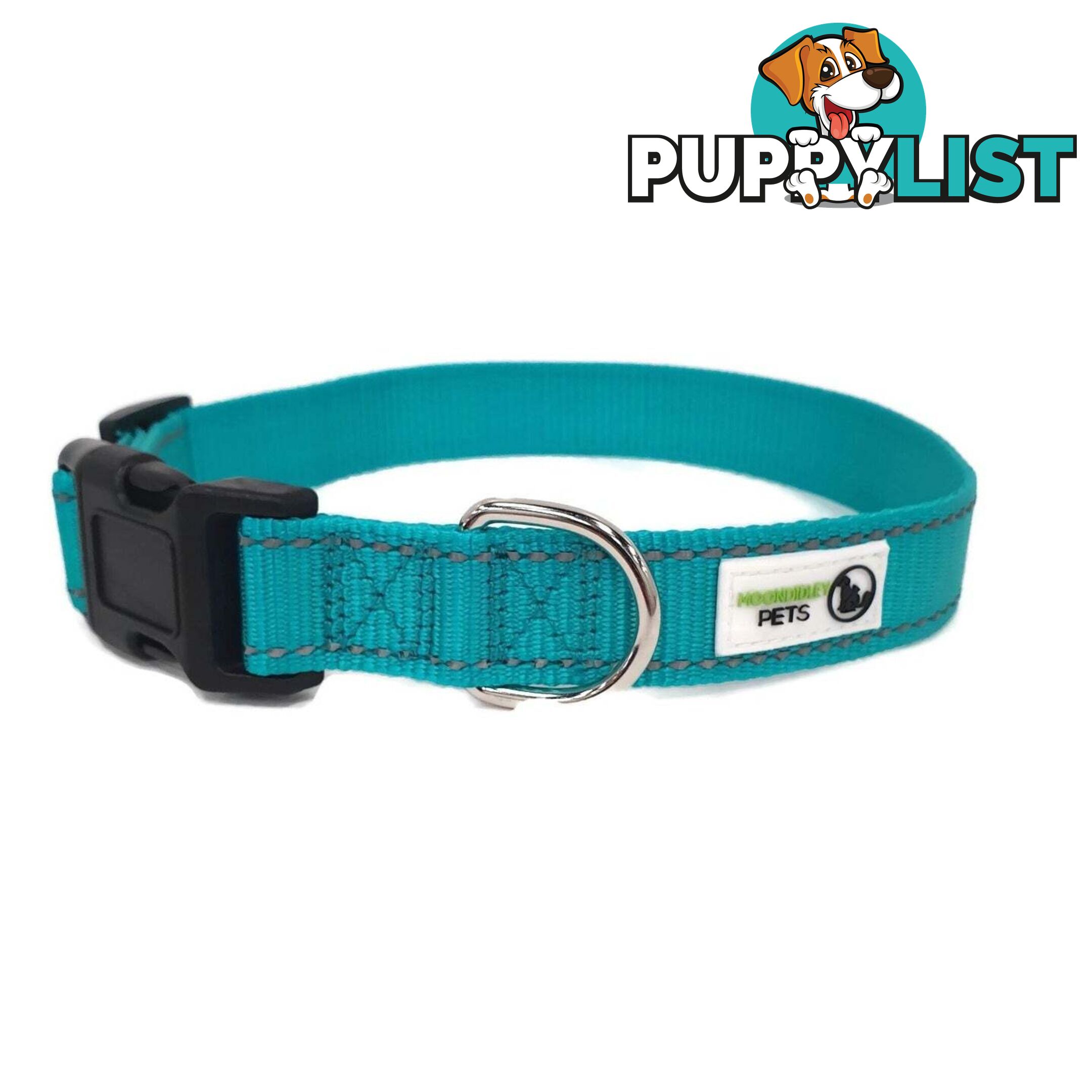 Nylon w/Reflective Stitching Dog Collar - Moondidley Pets - MDPCOLREFMPNK