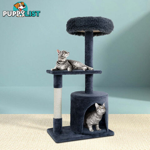 i.Pet Cat Tree 94cm Scratching Post Tower Scratcher Condo House Wood Trees Grey - PET-CAT-FL015-4-GR