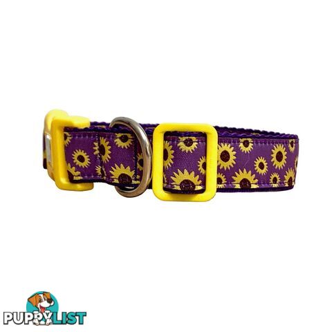 Sunflower Dog Collar - Hand Made by The Bark Side - TBSSUNSMLYEL