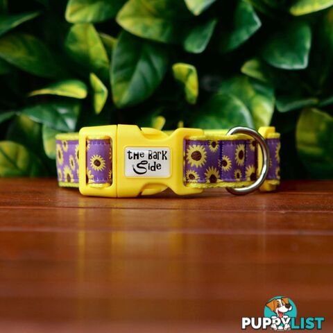 Sunflower Dog Collar - Hand Made by The Bark Side - TBSSUNSMLYEL