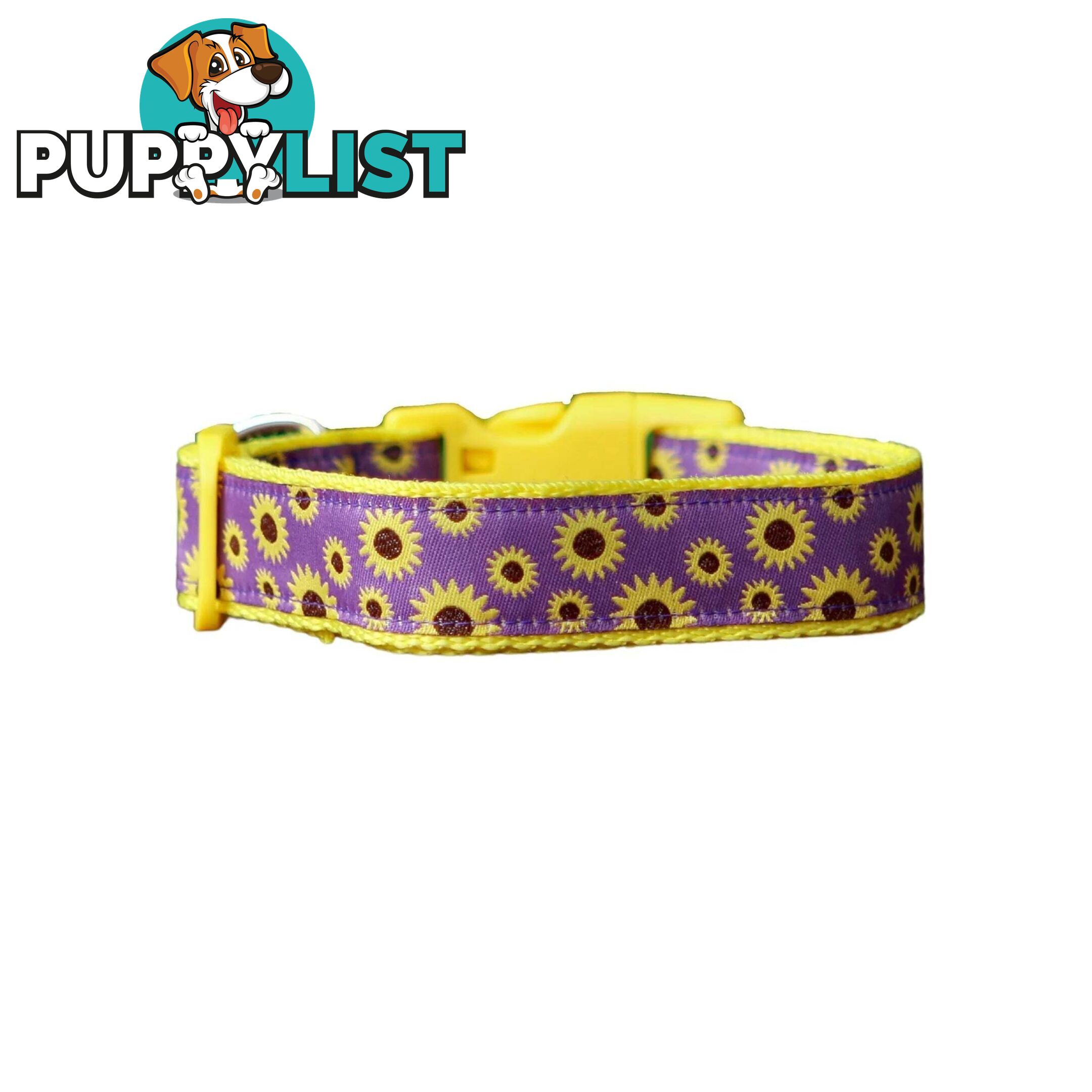 Sunflower Dog Collar - Hand Made by The Bark Side - TBSSUNSMLYEL