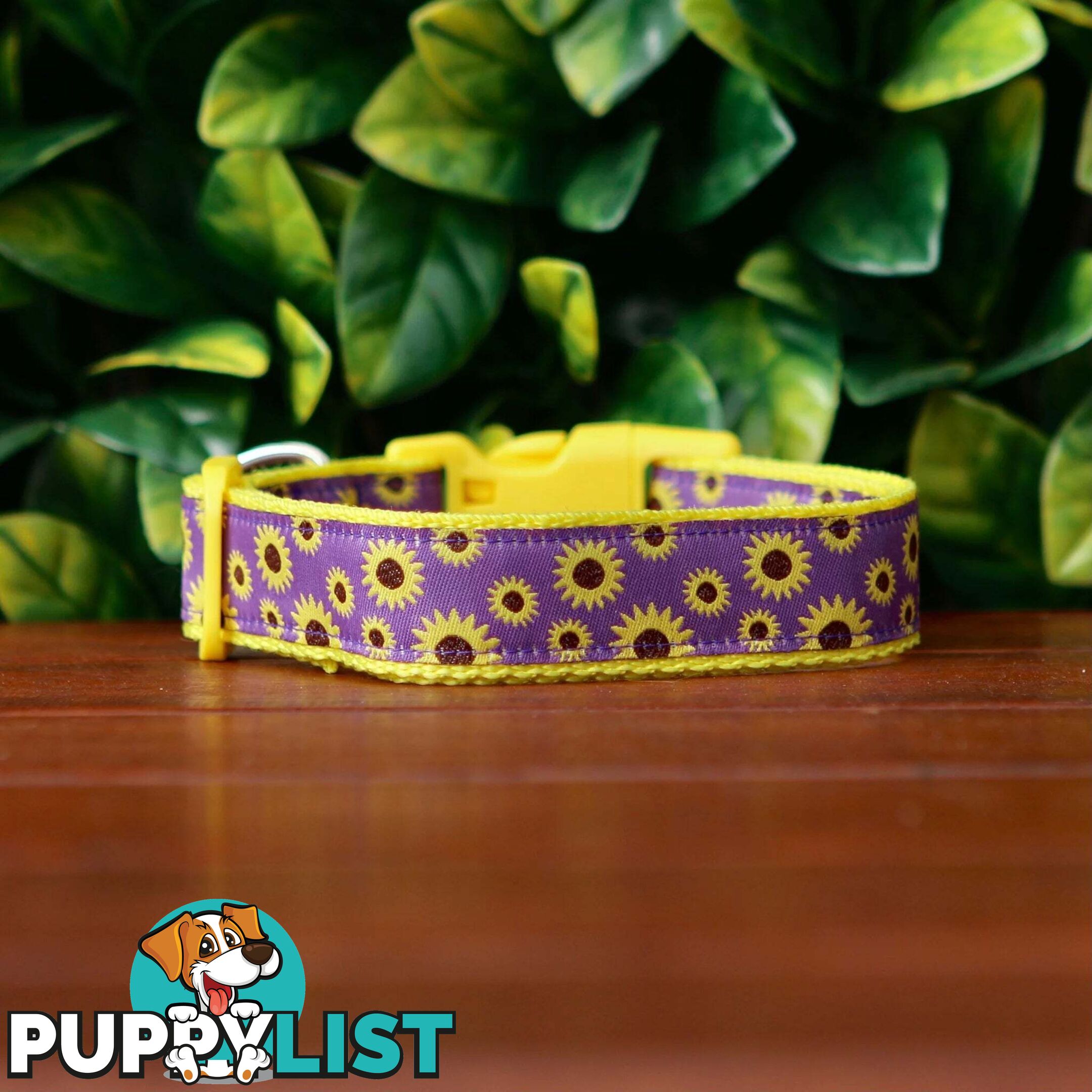 Sunflower Dog Collar - Hand Made by The Bark Side - TBSSUNSMLYEL