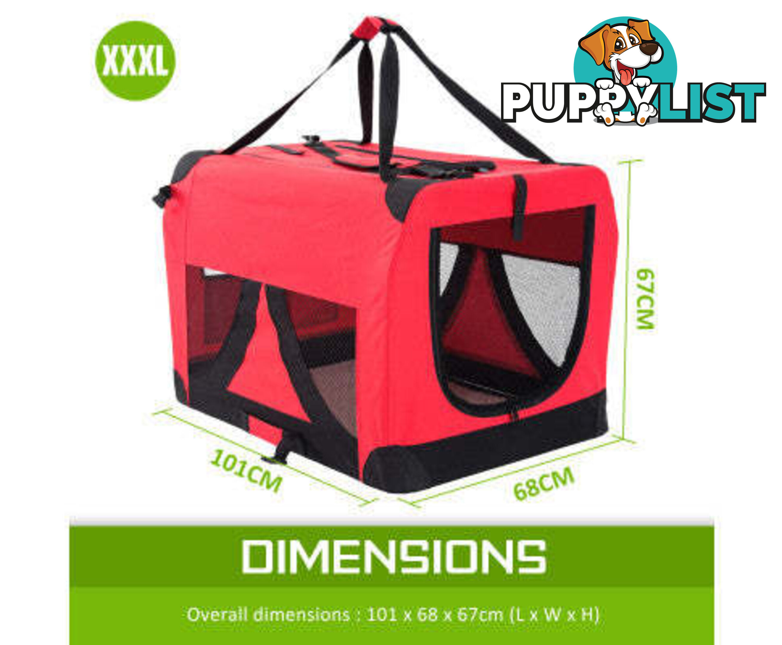 Paw Mate Portable Soft Dog Cage Crate Carrier - V274-PET-3002L-RD