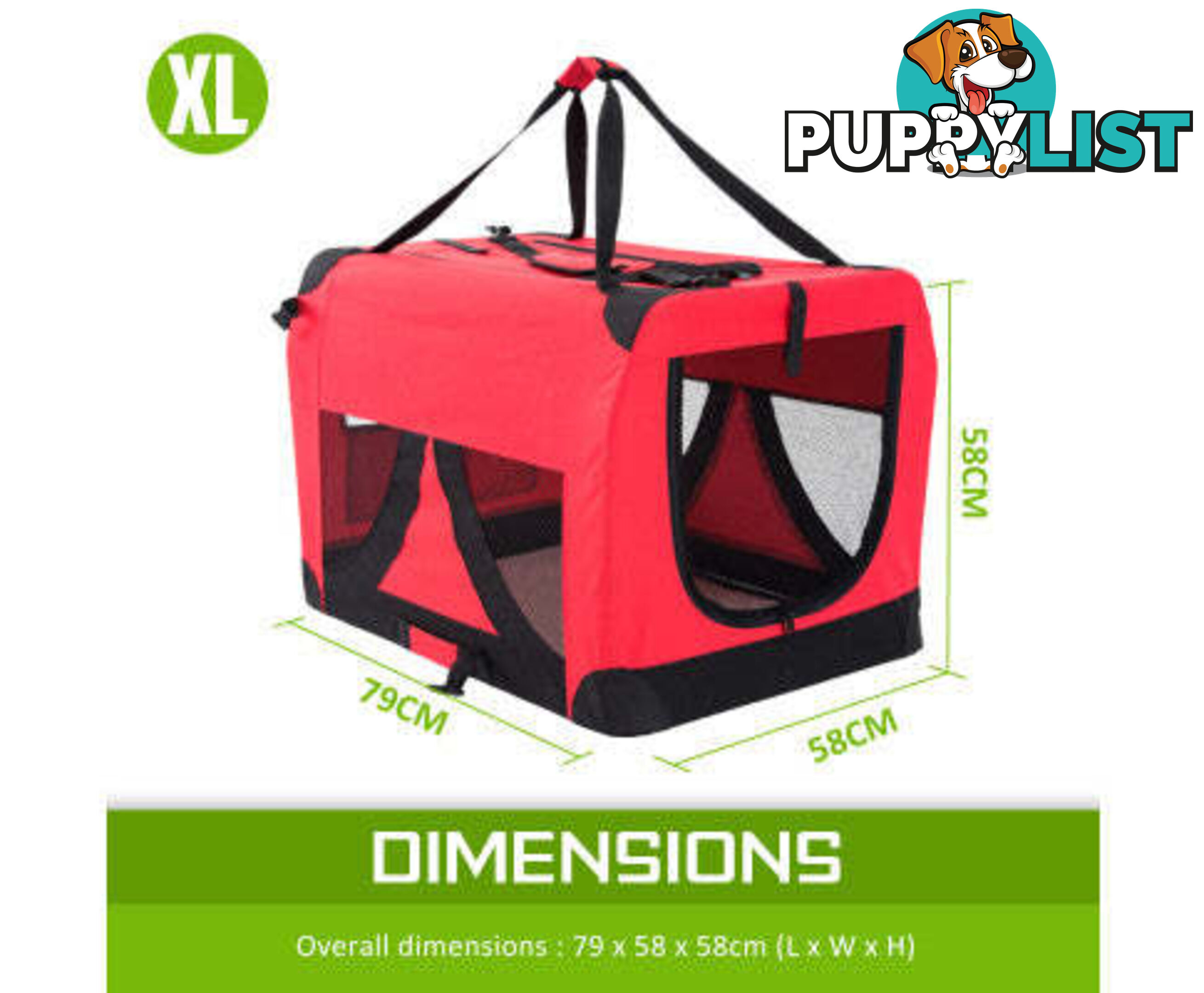 Paw Mate Portable Soft Dog Cage Crate Carrier - V274-PET-3002L-RD