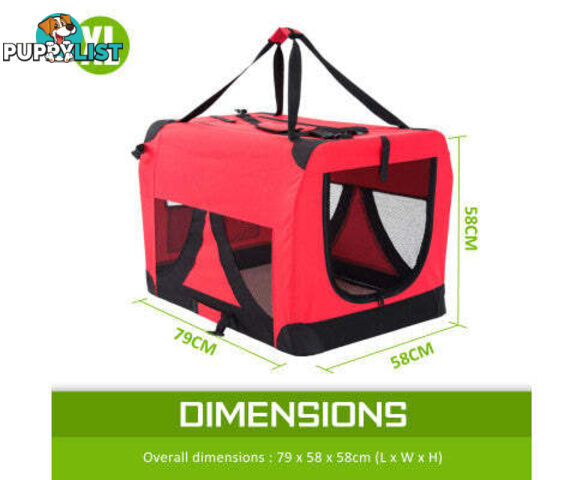 Paw Mate Portable Soft Dog Cage Crate Carrier - V274-PET-3002L-RD