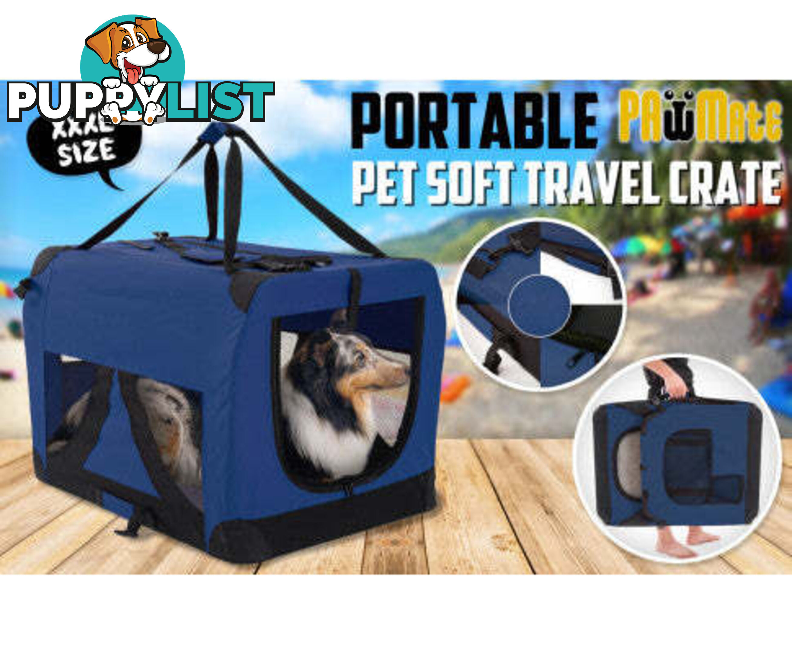 Paw Mate Portable Soft Dog Cage Crate Carrier - V274-PET-3002XL-BU