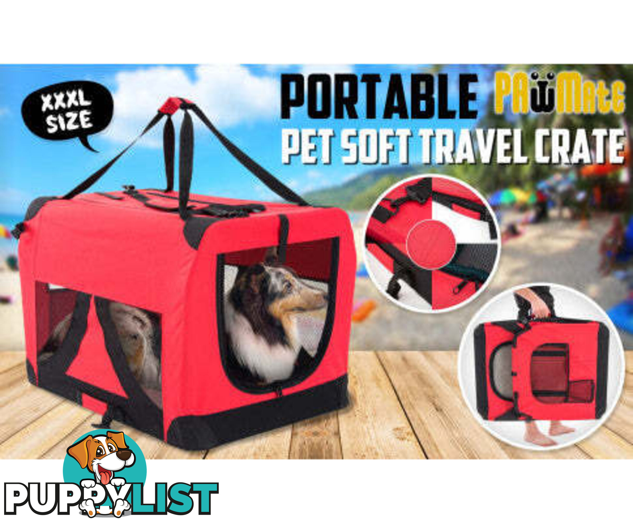 Paw Mate Portable Soft Dog Cage Crate Carrier - V274-PET-3002XL-BU