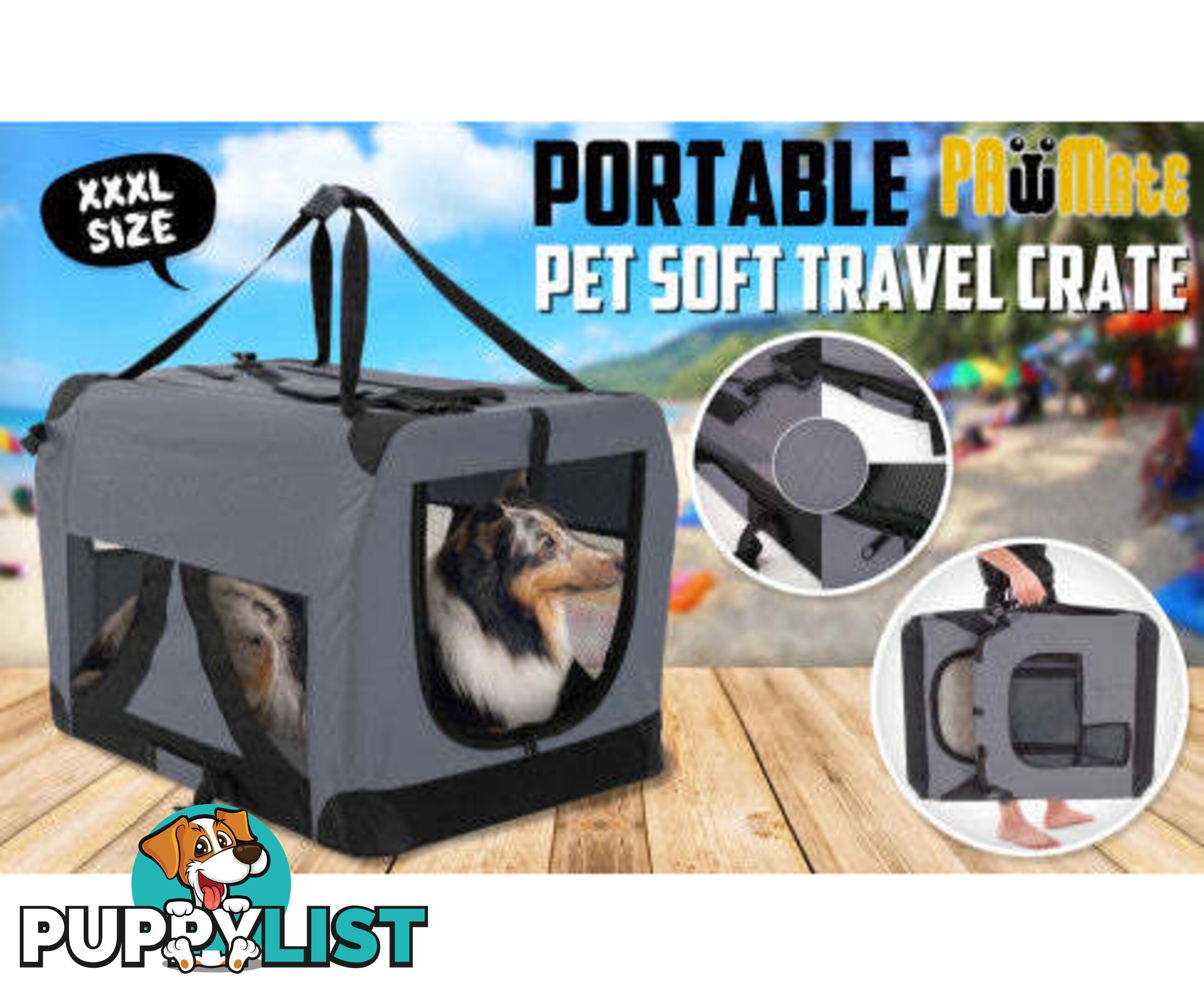 Paw Mate Portable Soft Dog Cage Crate Carrier - V274-PET-3002XL-BU