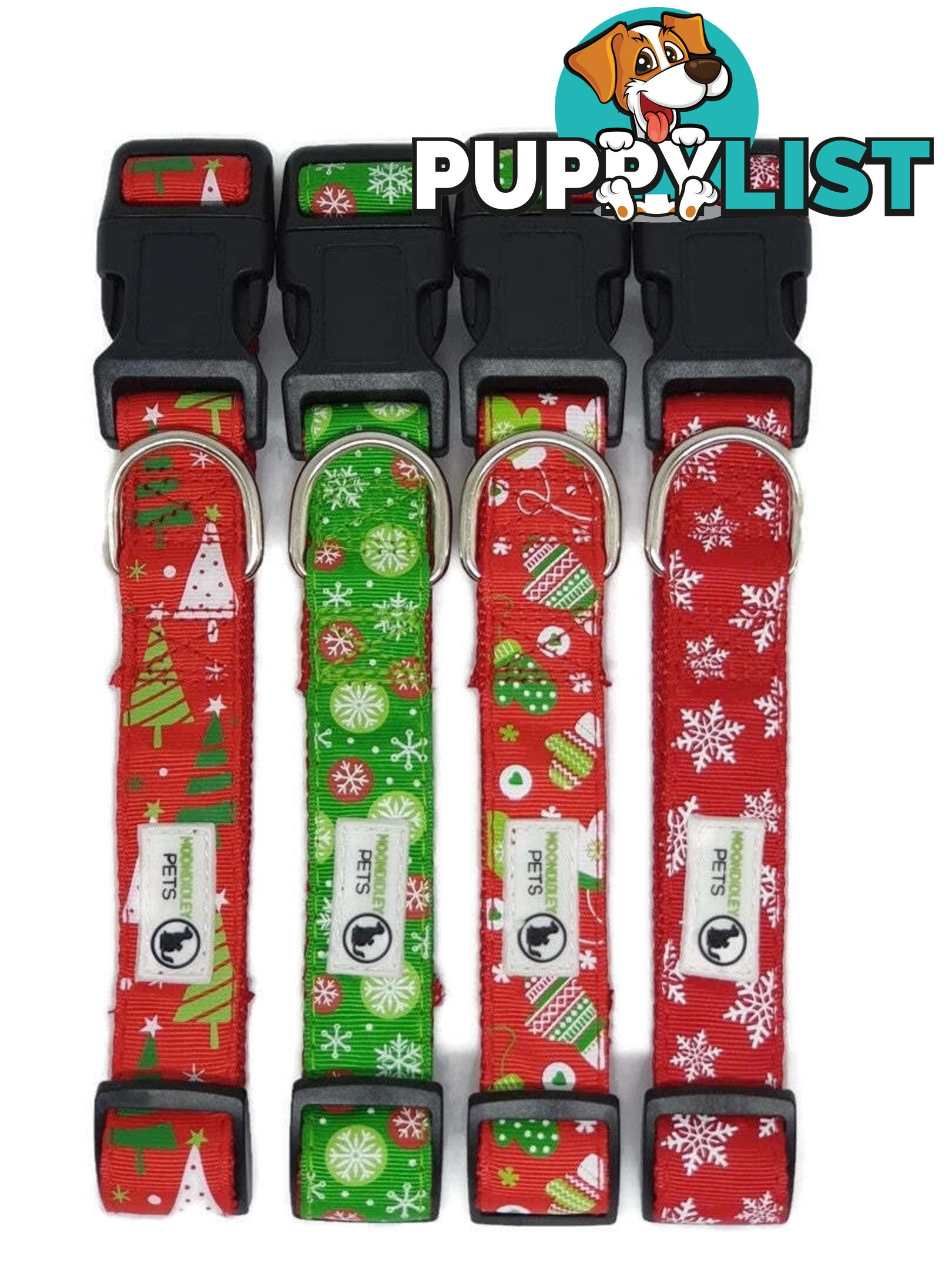 Christmas Dog Collars Adjustable - Moondidley Pets - MDPCOLXMASMIT