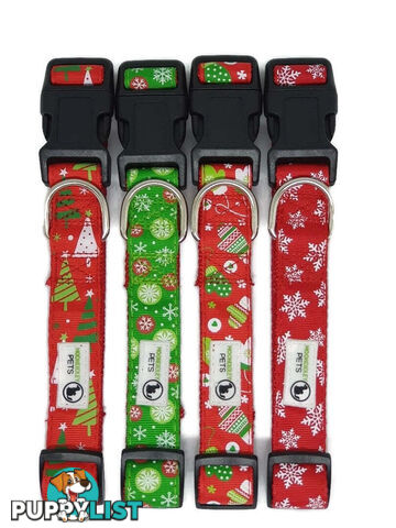 Christmas Dog Collars Adjustable - Moondidley Pets - MDPCOLXMASMIT