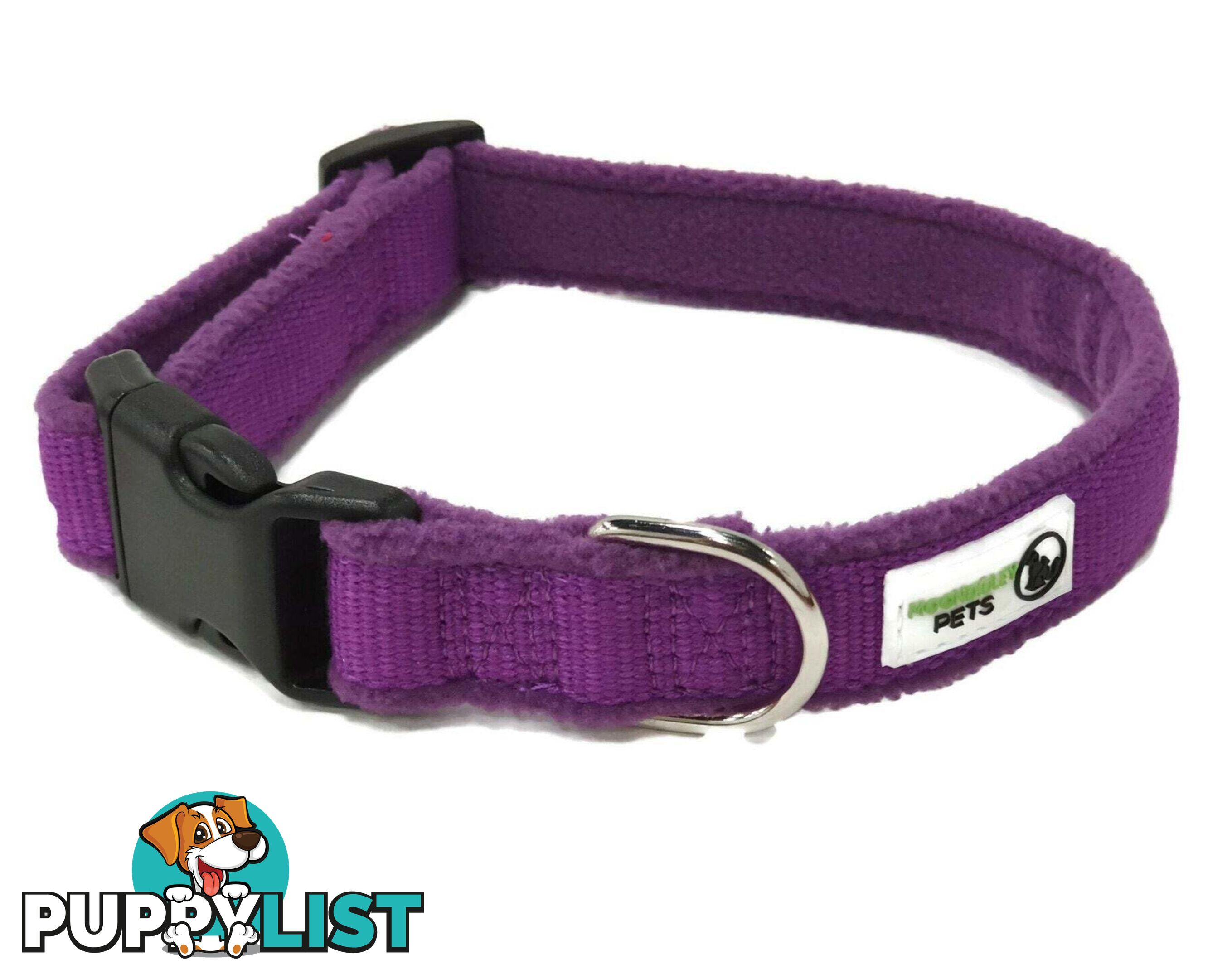 100% Pure Bamboo Fibre w/Fleece Lining Dog Collar Plastic Buckle - Moondidley Pets - MDPCOLFLESNVY
