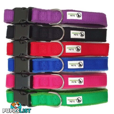 100% Pure Bamboo Fibre w/Fleece Lining Dog Collar Plastic Buckle - Moondidley Pets - MDPCOLFLESNVY
