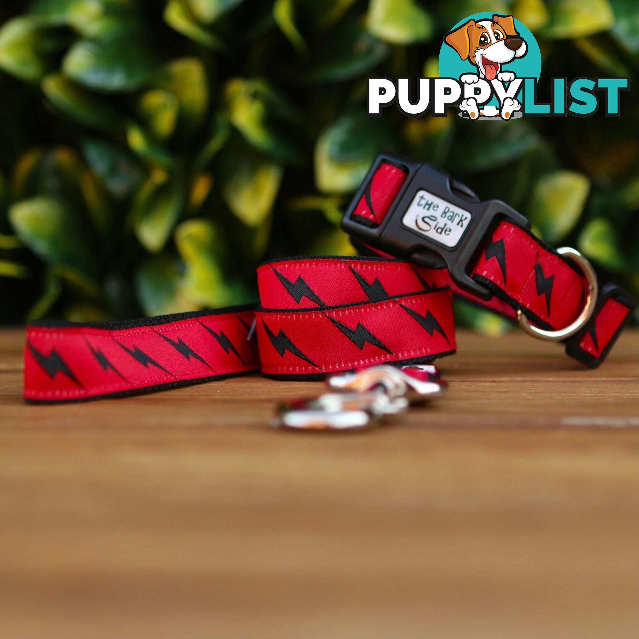 Lightning Bolt Dog Lead / Dog Leash - Hand Made by The Bark Side - TBSLDLIGBLK201.8