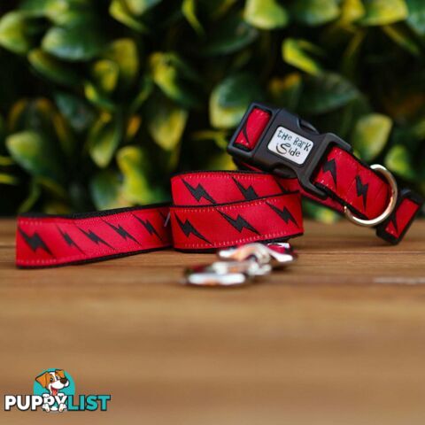 Lightning Bolt Dog Lead / Dog Leash - Hand Made by The Bark Side - TBSLDLIGBLK201.8