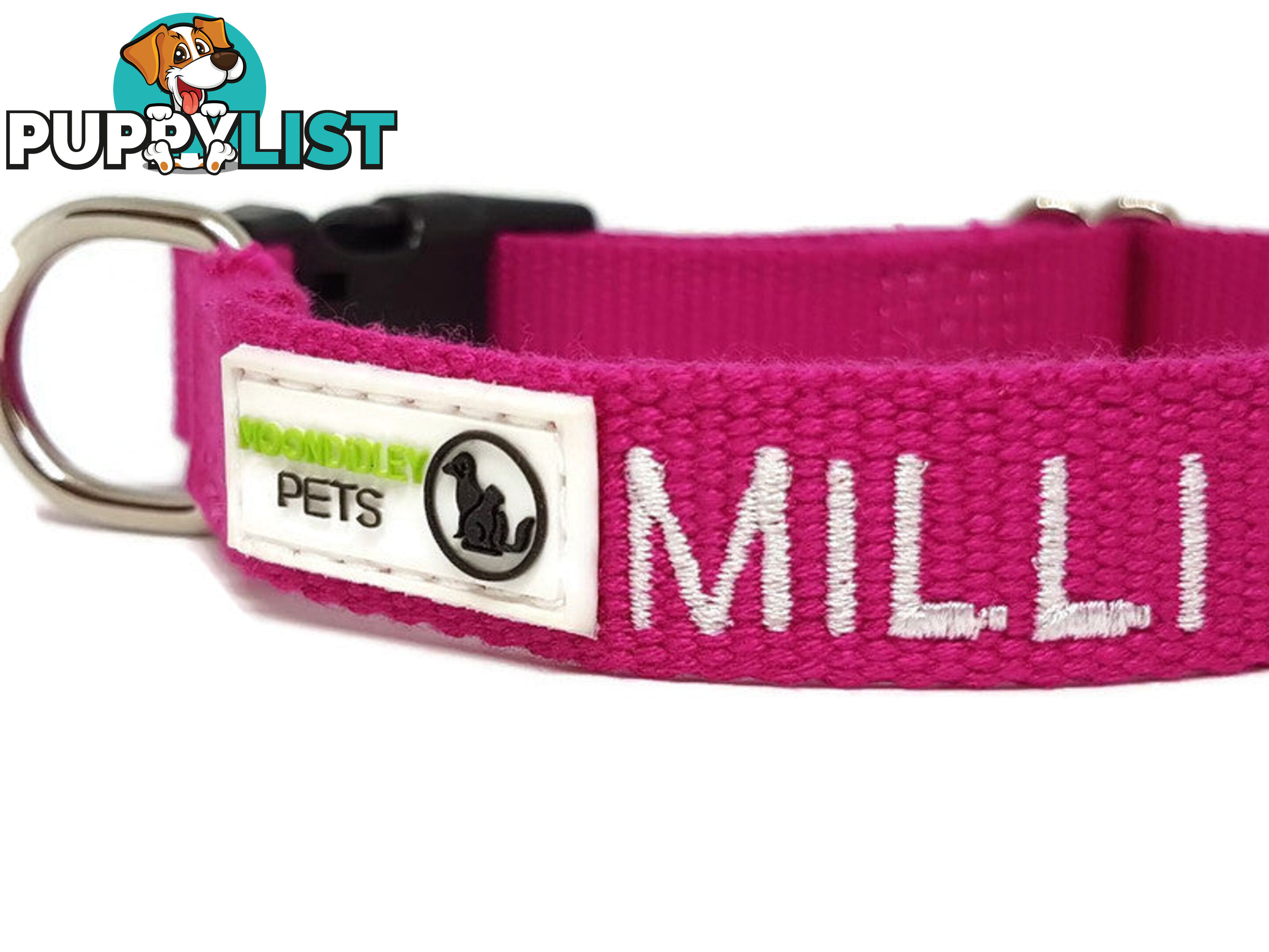 Doggie ID Collar Bamboo Fibre Personalised Embroidered - CCB-CO-001-LBK-NO