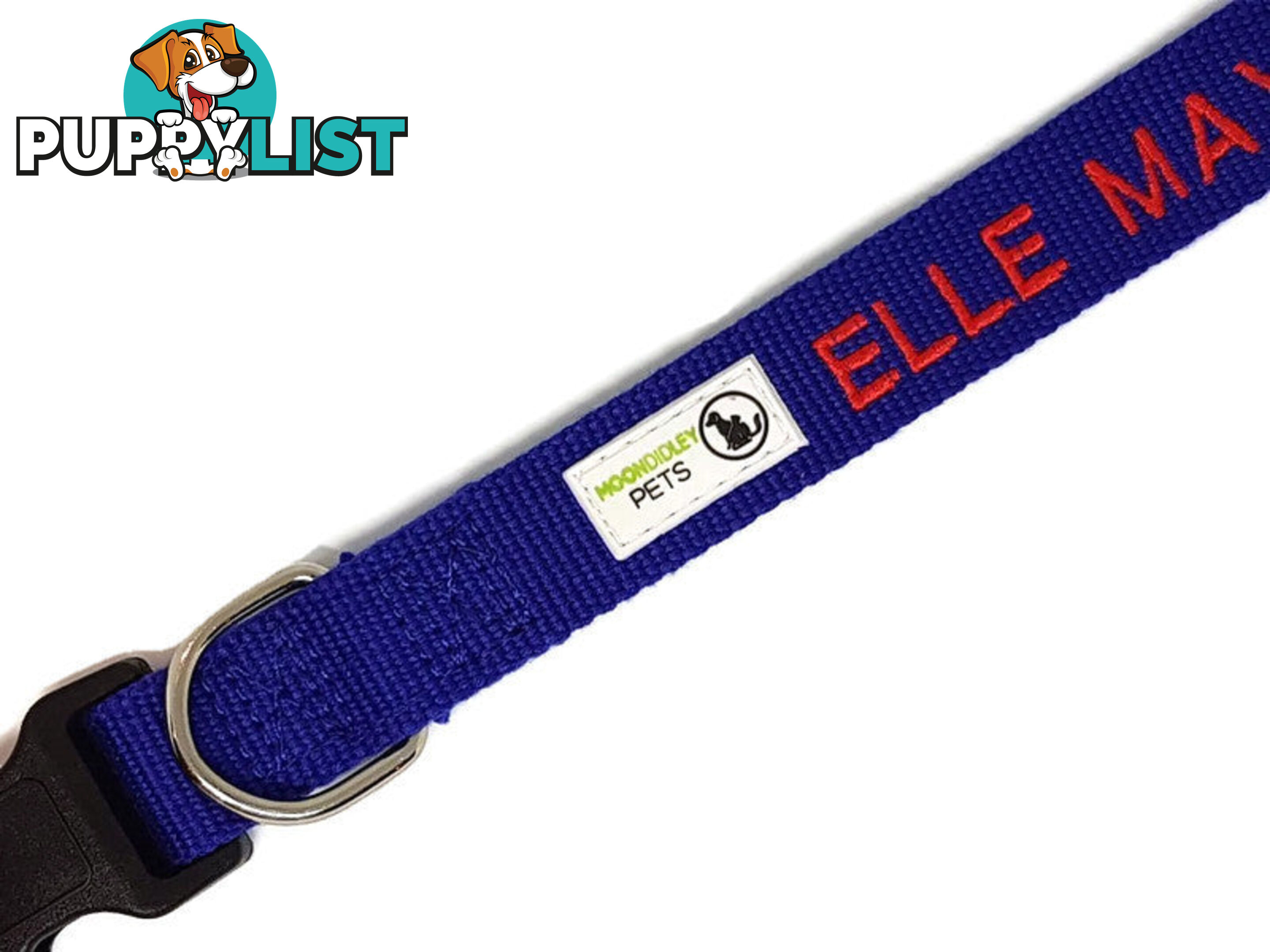 Doggie ID Collar Bamboo Fibre Personalised Embroidered - CCB-CO-001-LBK-NO