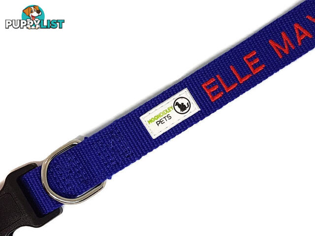 Doggie ID Collar Bamboo Fibre Personalised Embroidered - CCB-CO-001-LBK-NO