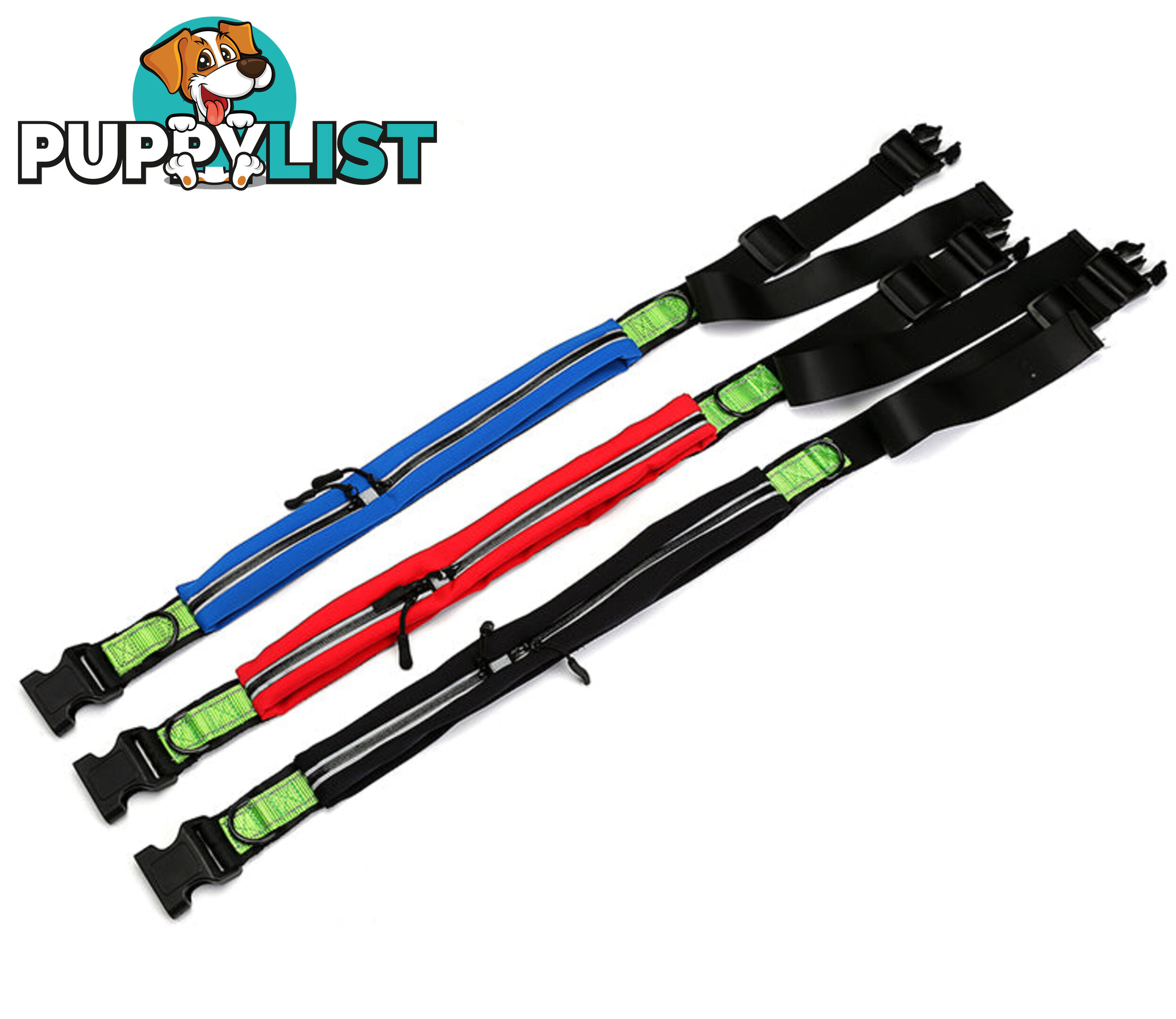 Hands Free Runner/Walker Waist Dog Leash Reflective- Moondidley Pets - MDPLDRUNBLU