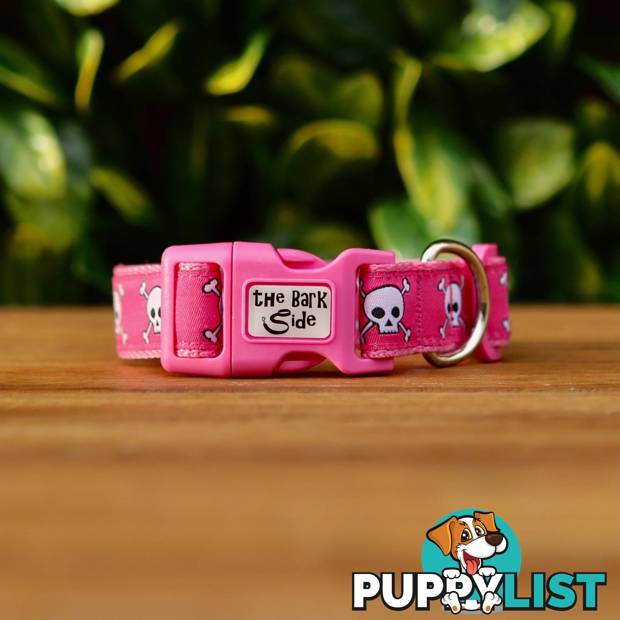 Pink Skulls Dog Collar - Hand Made by The Bark Side - TBSSKULMED